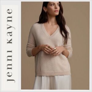 Jenni Kayne Flynn Cashmere V Neck Sweater oatmeal L